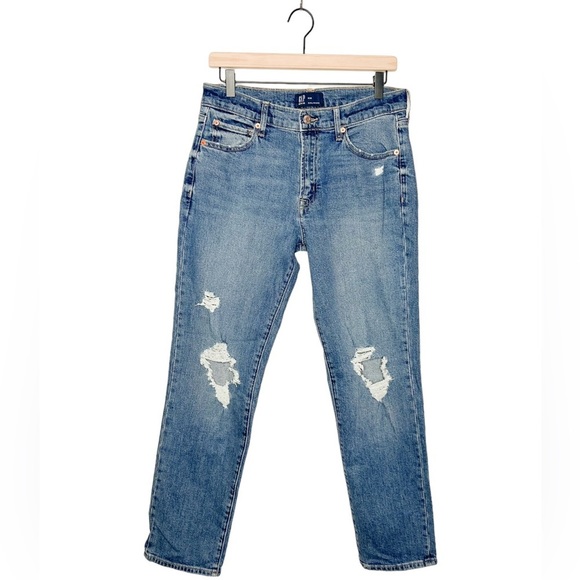 GAP‎ Denim Distressed Girlfriend Straight Leg Jeans 28 - Picture 1 of 8